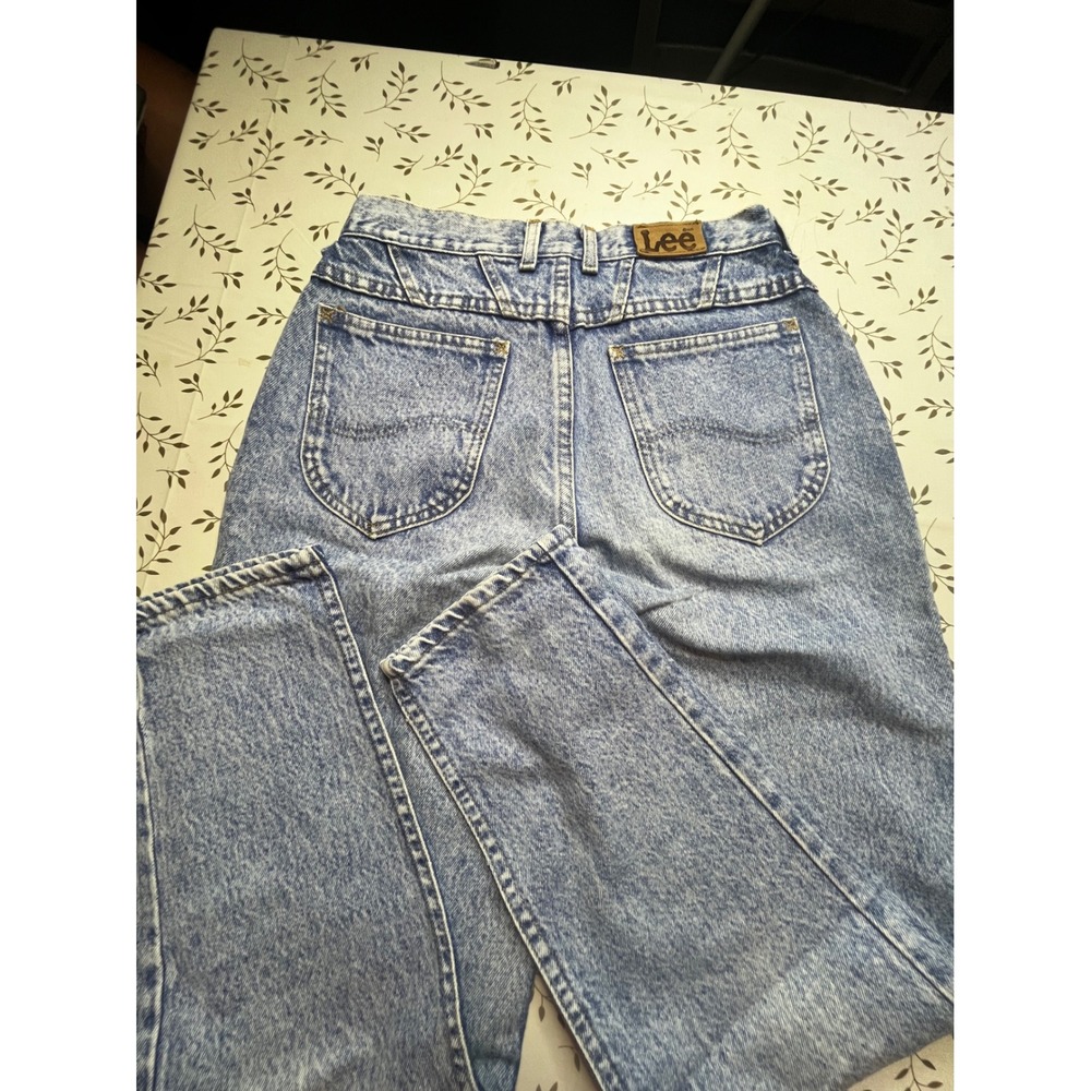 VTG 26"W Lee Acid Wash High Waisted Tapered Leg Jeans 80s 90s USA 10 PET 26x27